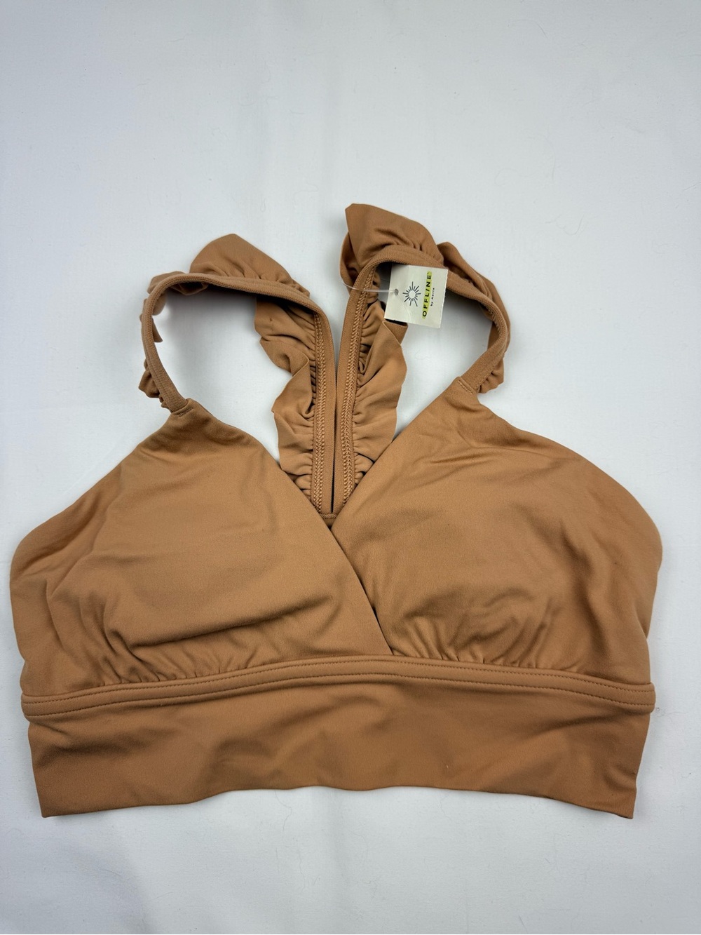 Offline by aerie Ruffled Back Tan bra Top new